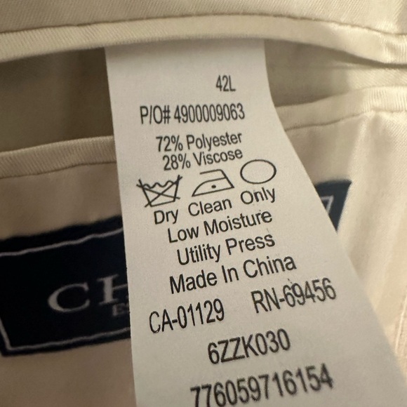 Chaps Mens 2 Button Blazer Sportcoat Sz 42L Cream Linen Style Career Preppy - Picture 7 of 11